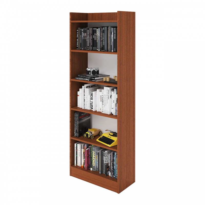 Image of Mobile Libreria Noce Antico in legno nobilitato 6 ripiani H180x64x29 cm (ALESSIA)