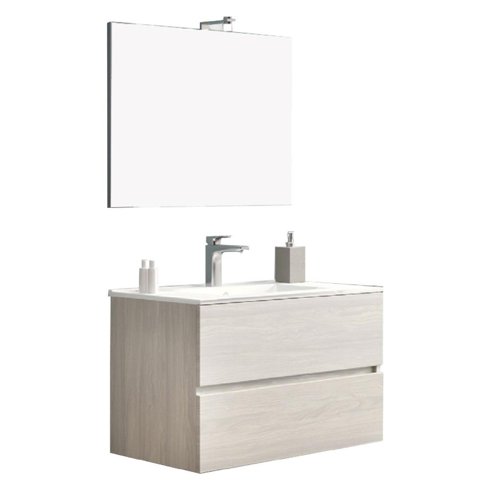 Mobile bagno sospeso 101 x 47 x h.53 rovere grigio