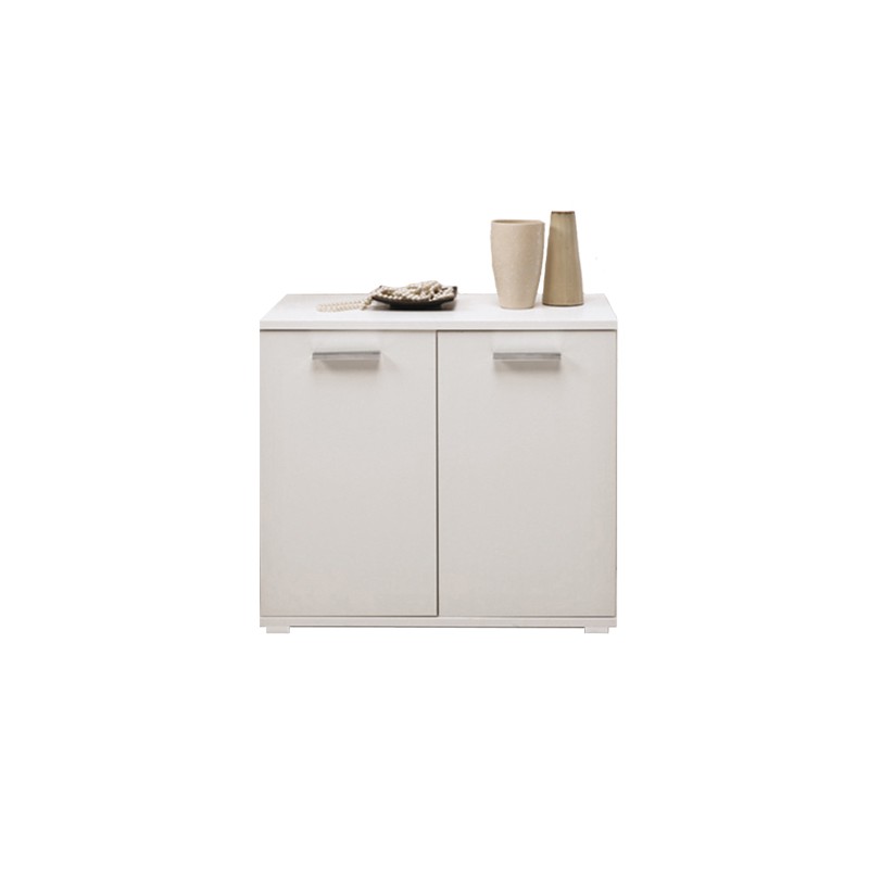 Image of Mobile multiuso Bianco Frassinato in legno nobilitato L.90xH.80xP.45 cm