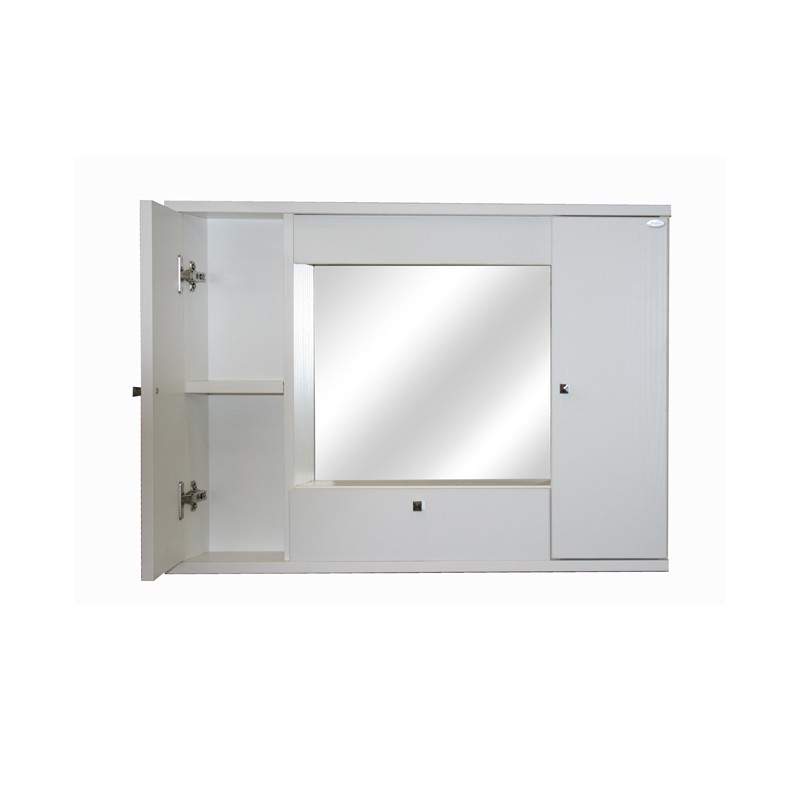 Image of Mobile specchiera bagno bianco frassinato 2 ante c-ribalta h.61x93x14 cm