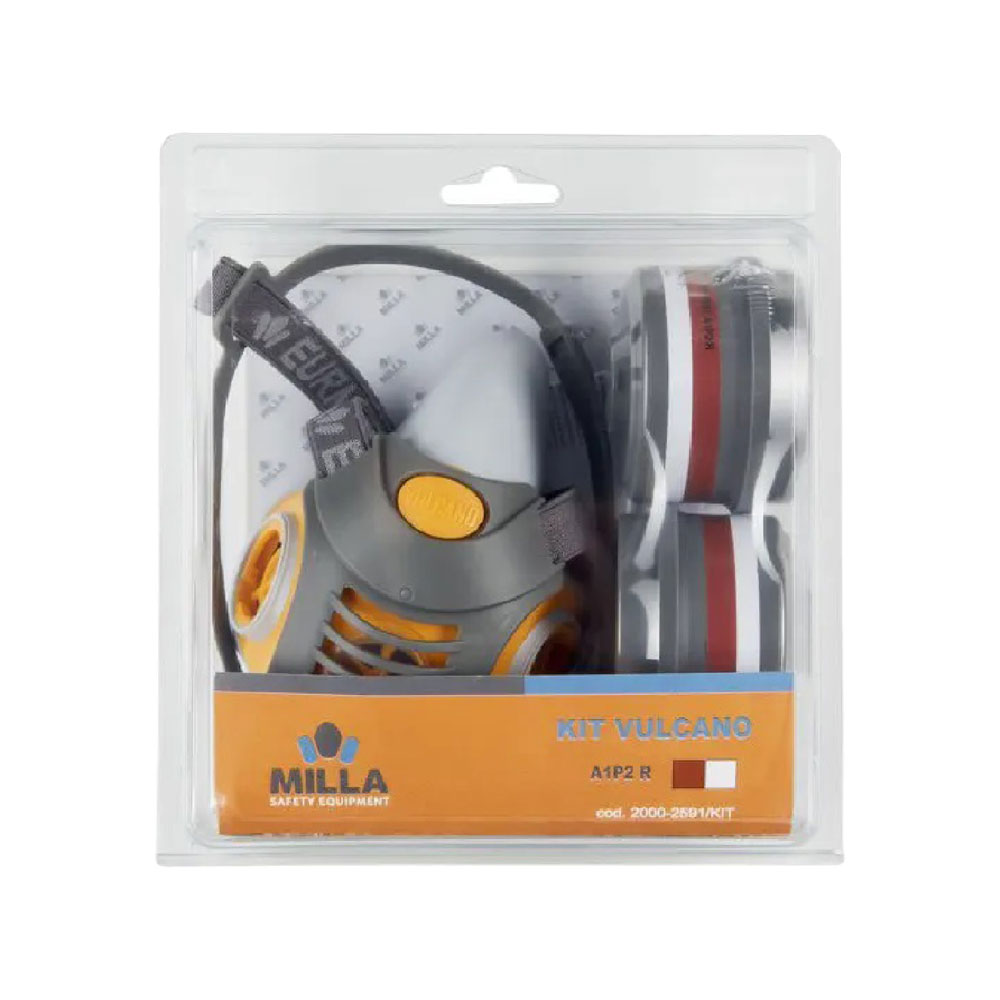 Maschera respiratoria bifiltro con filtri ABEK1P3