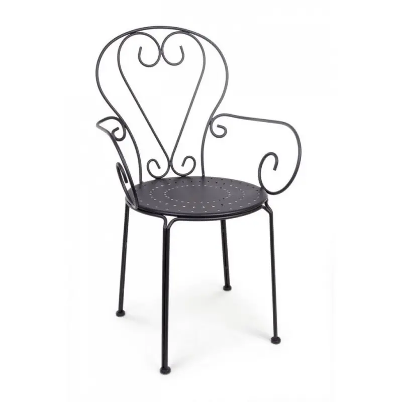 Sedia da giardino con braccioli in acciaio Antracite ETIENNE 49x49x h89 cm