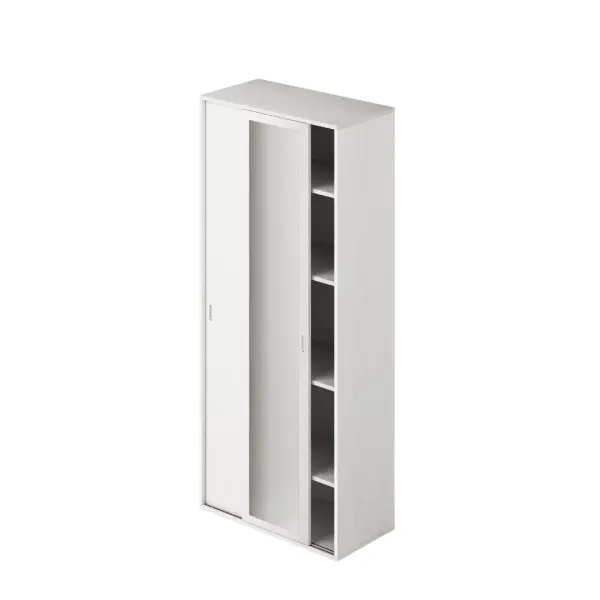 (3c) Guardaroba con ante scorrevoli c/specchio e ripiani colore Bianco H212x90x43cm 