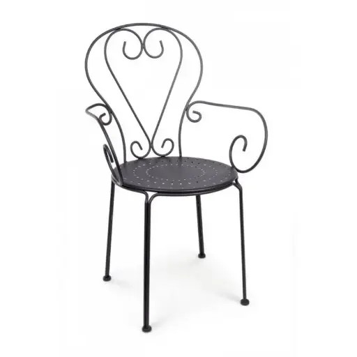 [B0802391] Sedia da giardino con braccioli in acciaio Antracite ETIENNE 49x49x h89 cm