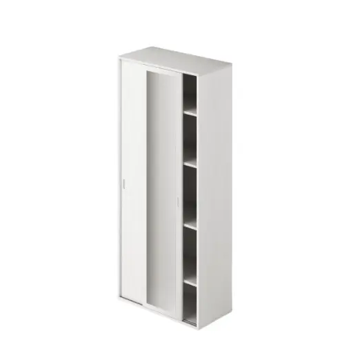 [AZ99129] (3c) Guardaroba con ante scorrevoli c/specchio e ripiani colore Bianco H212x90x43cm 