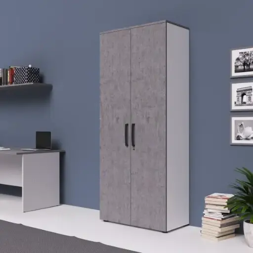 [AZ27356] Modulo a Giorno Ibisco h.212 cm c/top e ante Cemento